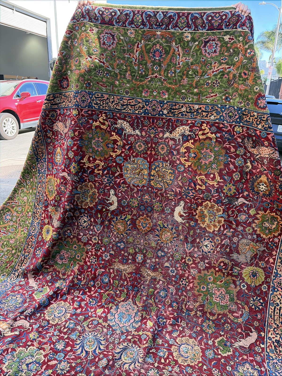 Auth: Antique Lavar Rug Spiral Tendril Classical Era Masterpiece 10×19