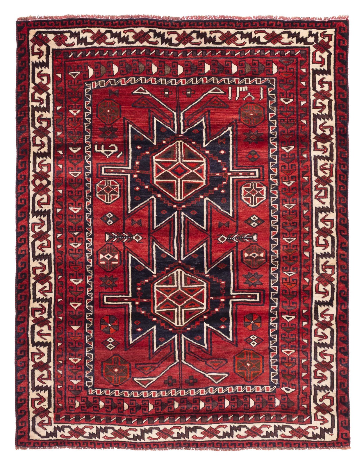 Vintage Hand-Knotted Area Rug 5’5″ x 6’10” Traditional Oriental Wool Carpet