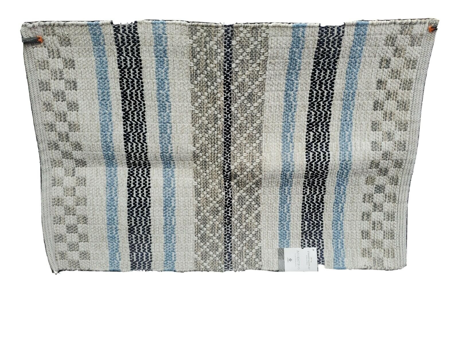 Woven Accent Rug – Threshold 2′ x 3′ Blue , gray and tan striped