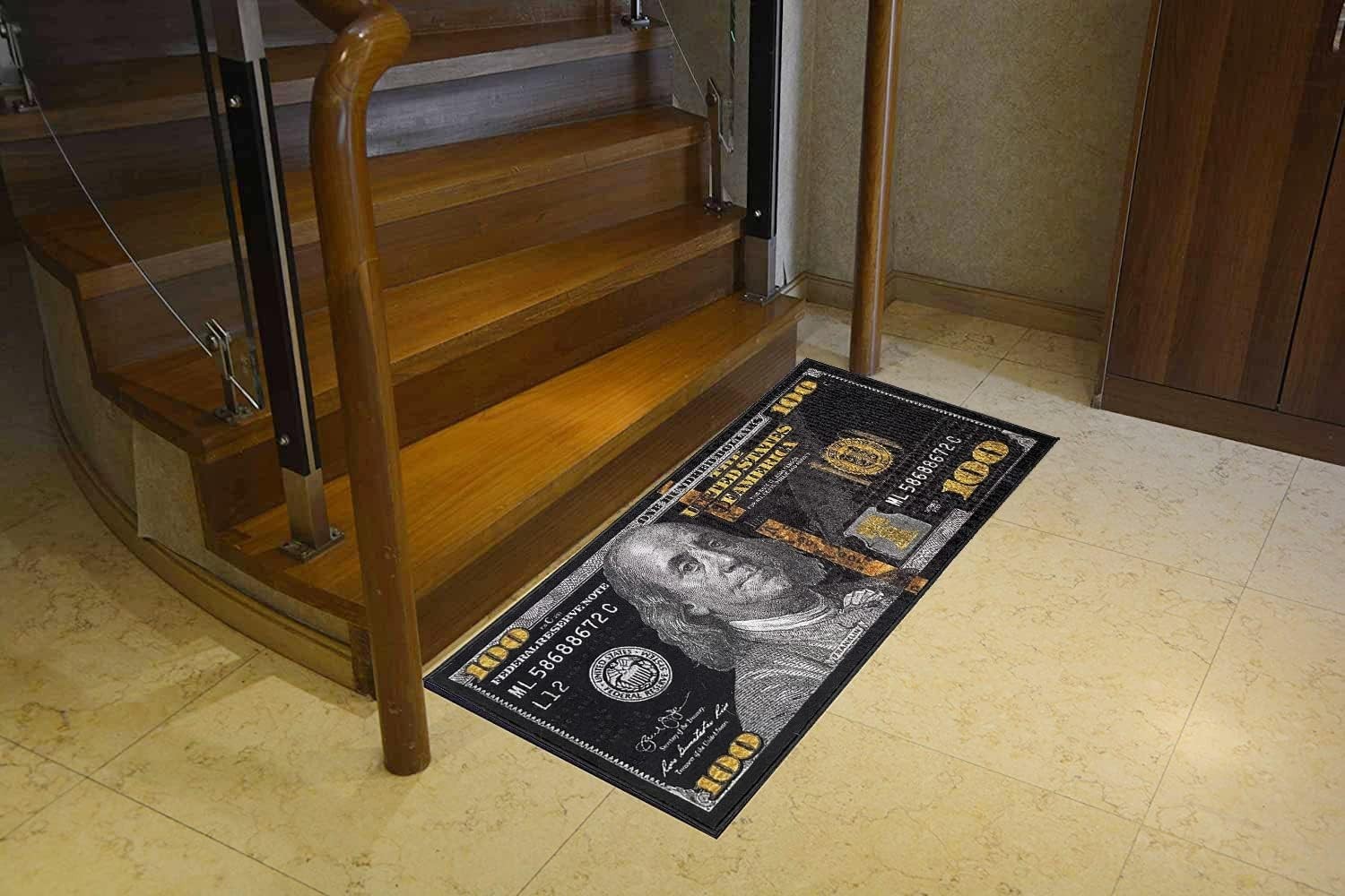Black Money Rugs 100 Dollar Bill Area Rug Door Mat Runner for Living Room Bed
