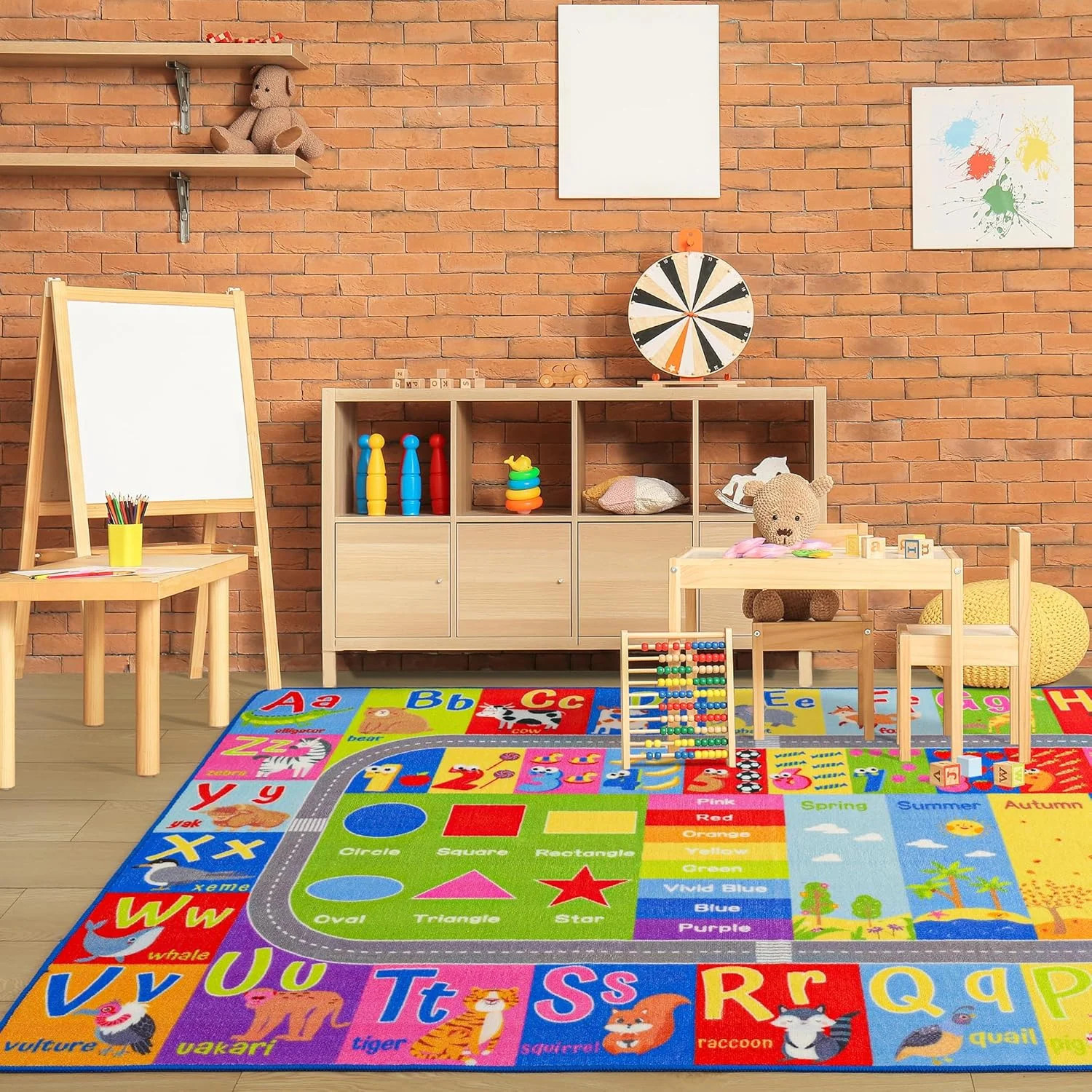 Kids Rug for Playroom Classroom, ABC Alphabet Numbers Play Toddlers Rugs, 3×5 Le