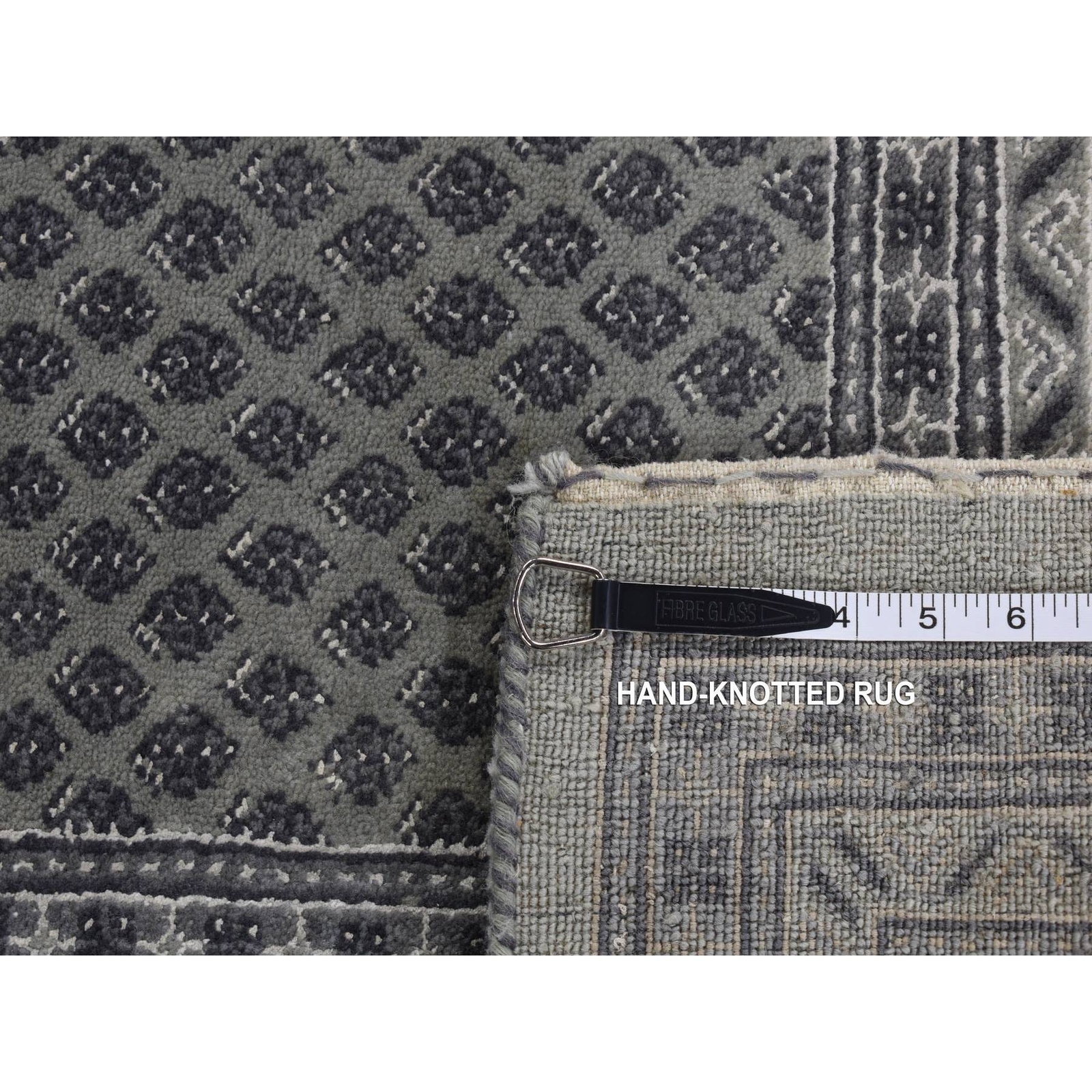 6’x9′ Battleship Gray, Saroogh Mir, Wool and Silk, Hand Knotted, Rug R80974