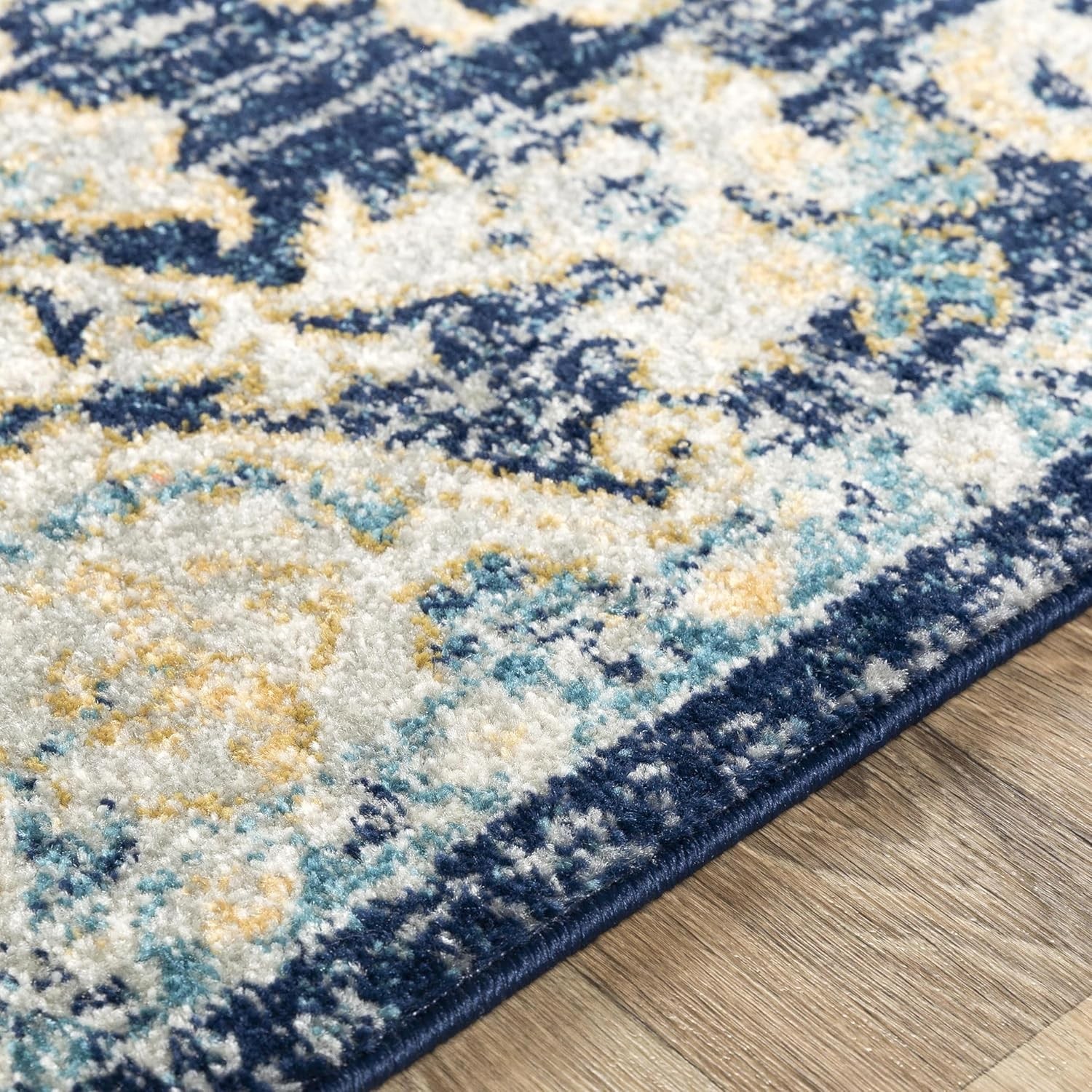 Area Rugs – 8×10 Odelia Vintage Boho Blue Aqua Slate Area Rug for Living Room