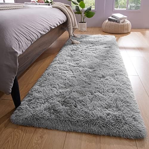 Soft Runner Rug for Bedroom Living Room Plush Fluffy Rugs 2×6 Feet, White