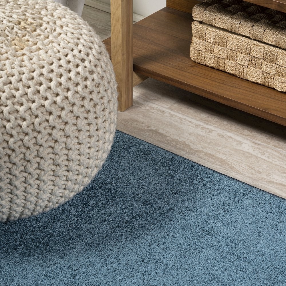 Haze Solid Low Pile Area Rug Turquoise