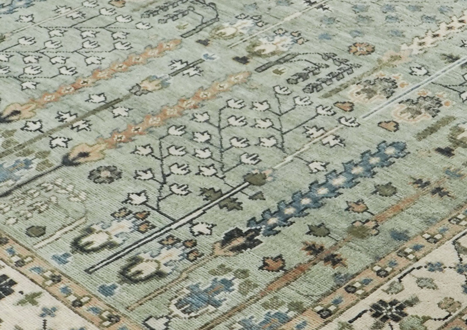 10×14 Hand Knotted Wool Celadon Oushak Transitional Rug