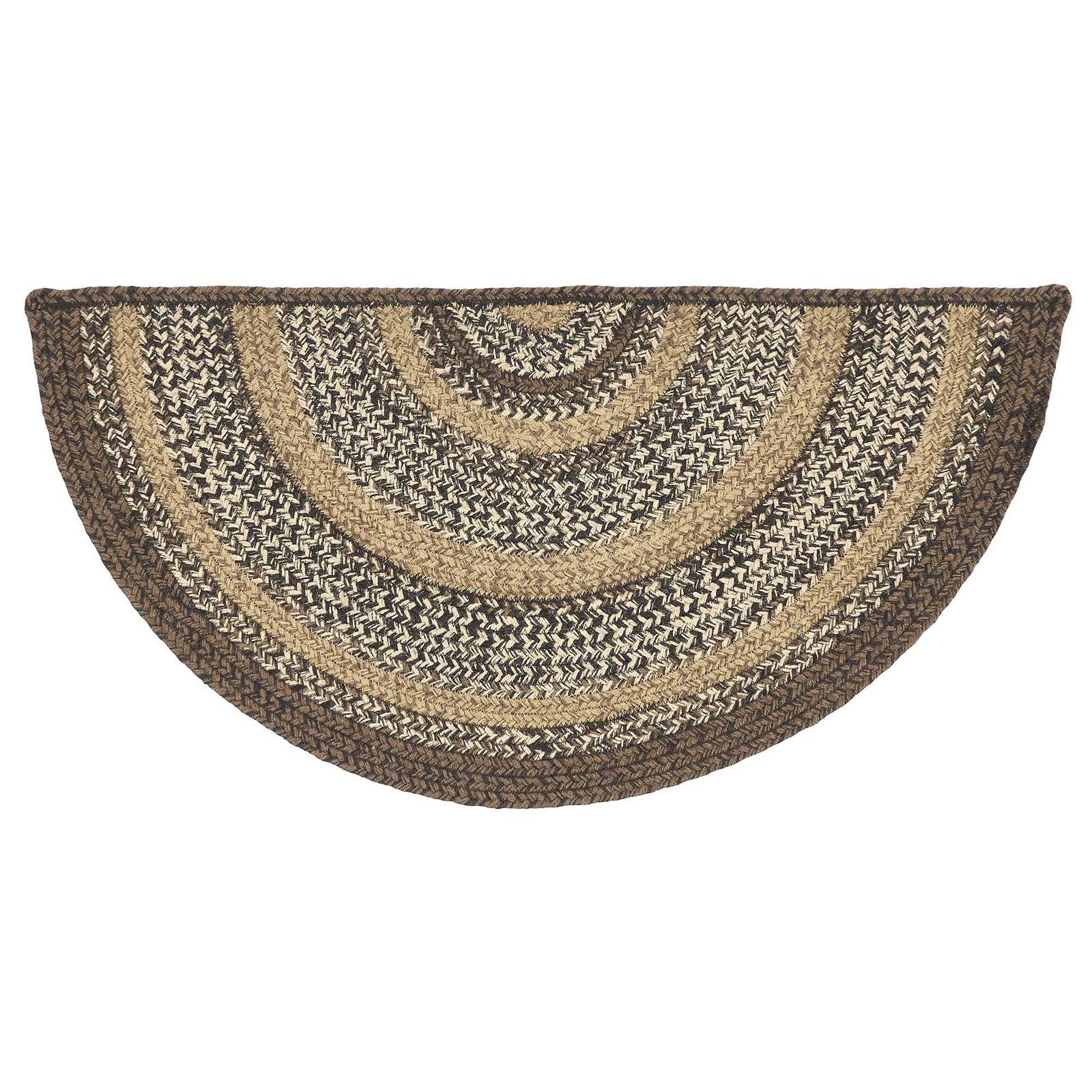 Espresso Rug with PVC Pad, Jute Blend, Half Circle, Brown Black Tan White, 16…