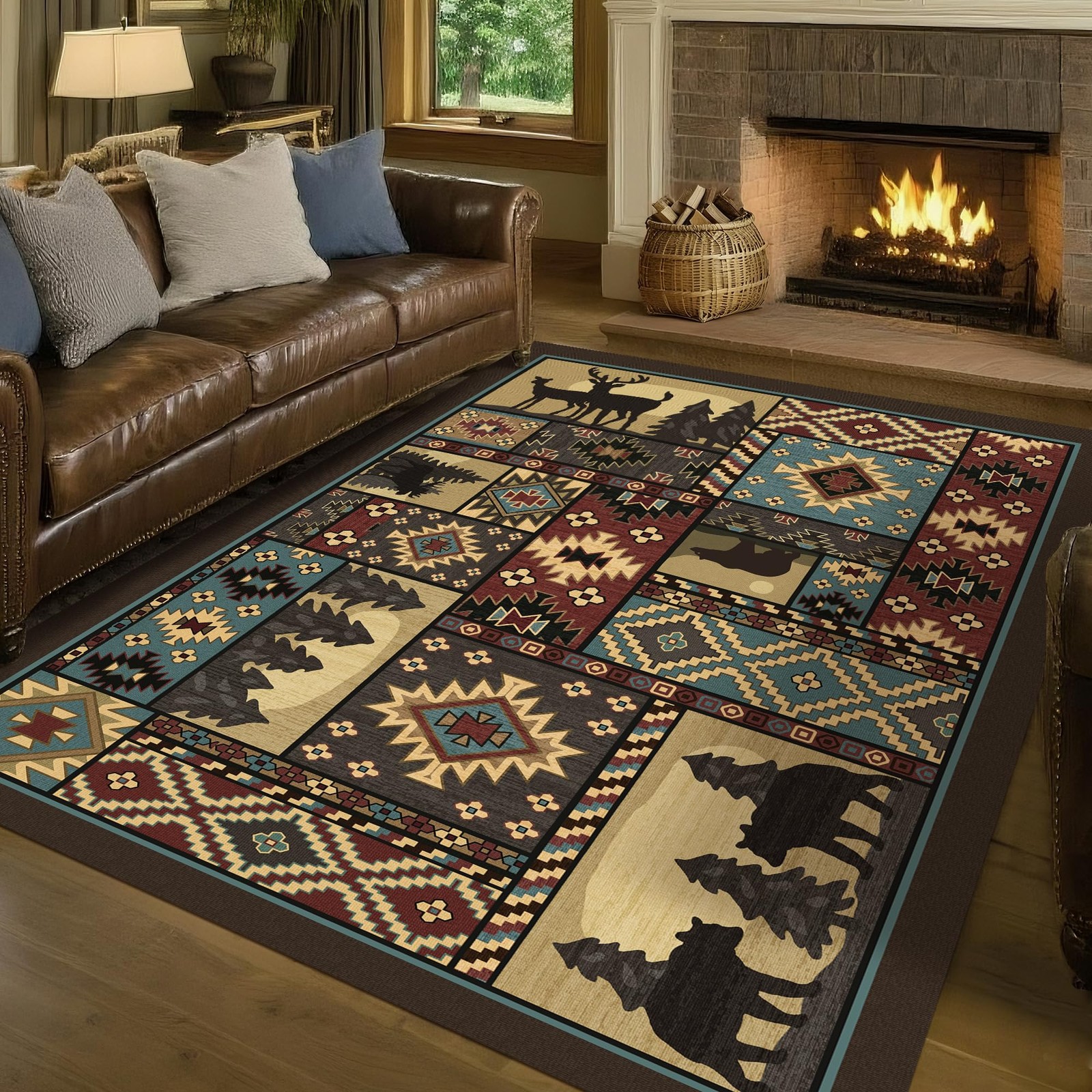 Rustic Cabin Area Rug 3×5: Bear Western Decor Brown Animal Carpet for Living …