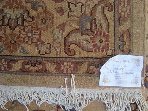 Rectangle Area Rugs Beige Tan Flowral Hand Knotted Silk Wool Carpet (8 x 5)’