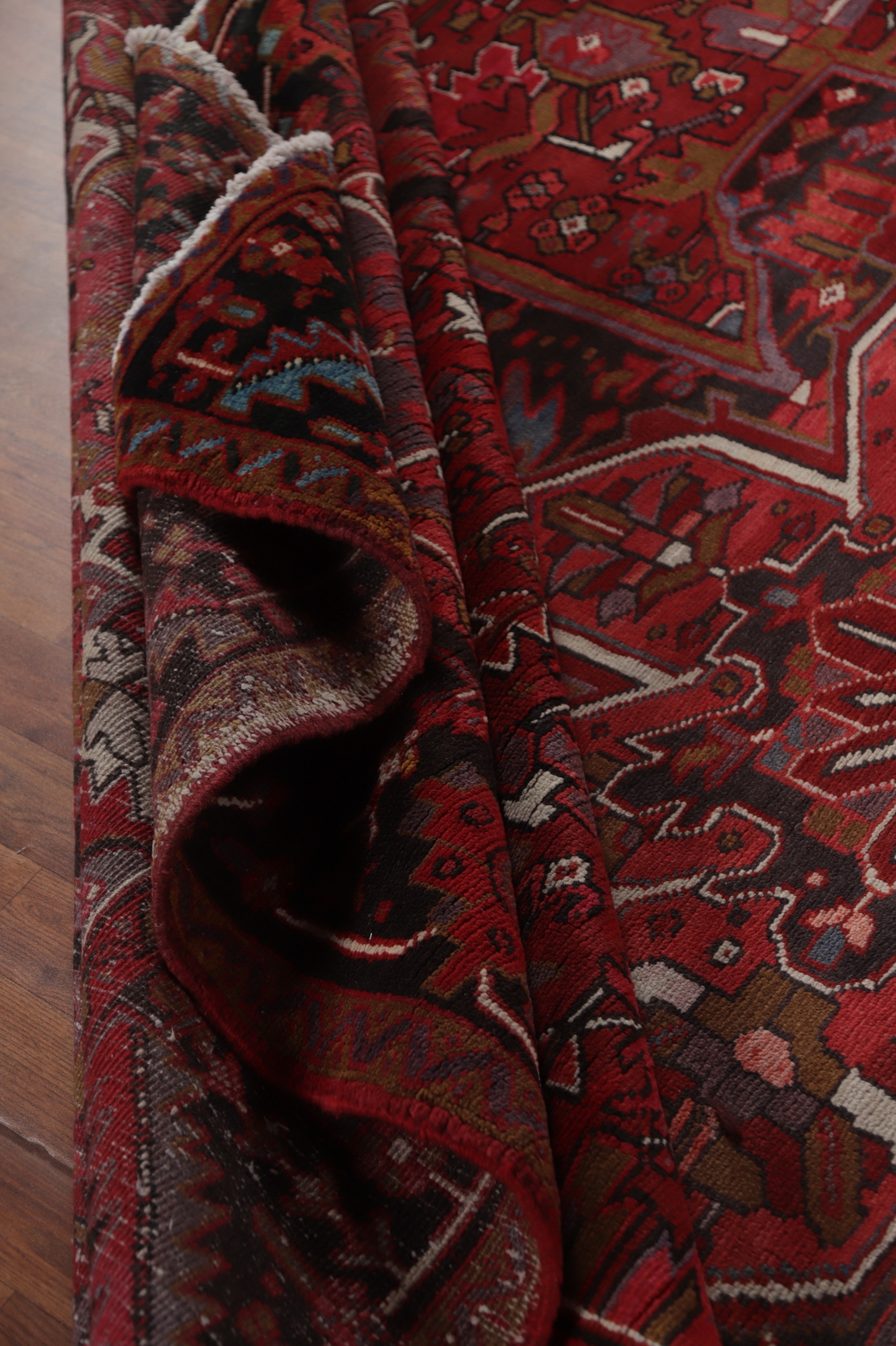 Vintage Red/ Dark Brown Wool Heriiz Living Room Area Rug Handmade Carpet 10×13