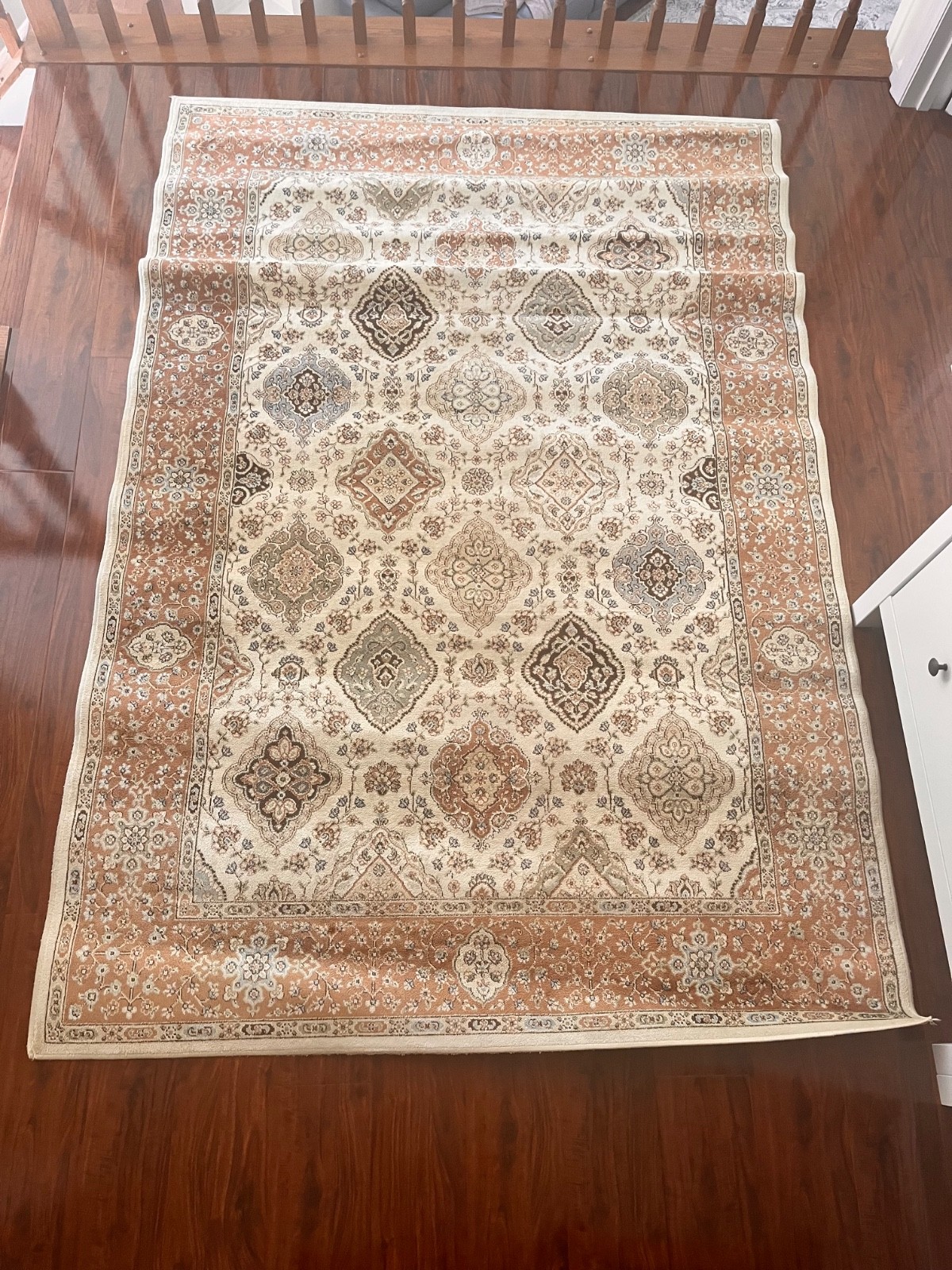 Vintage Style Area Rug Cream & Rust Living Room Carpet 90×61 inch Elegant