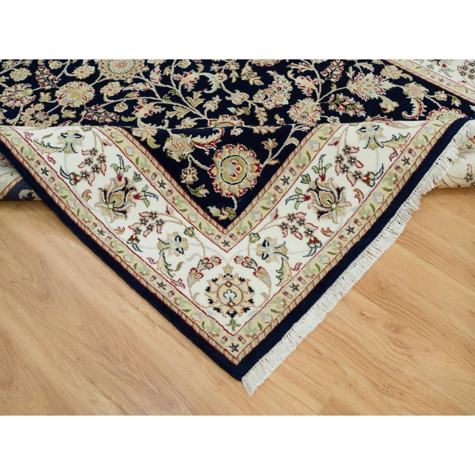 6’1″ x 9’1″ Graphite Blue Hand Knotted Nain Design 250 KPSI Pure Wool Rug R90311