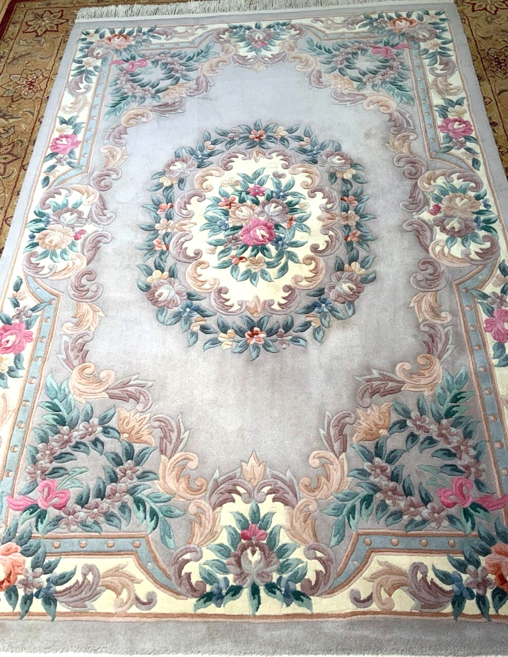 CHINESE HAND KNOTTED 100% HIGH Q-Y WOOL 90 LINE THICK VINTAGE ORIENTAL RUG