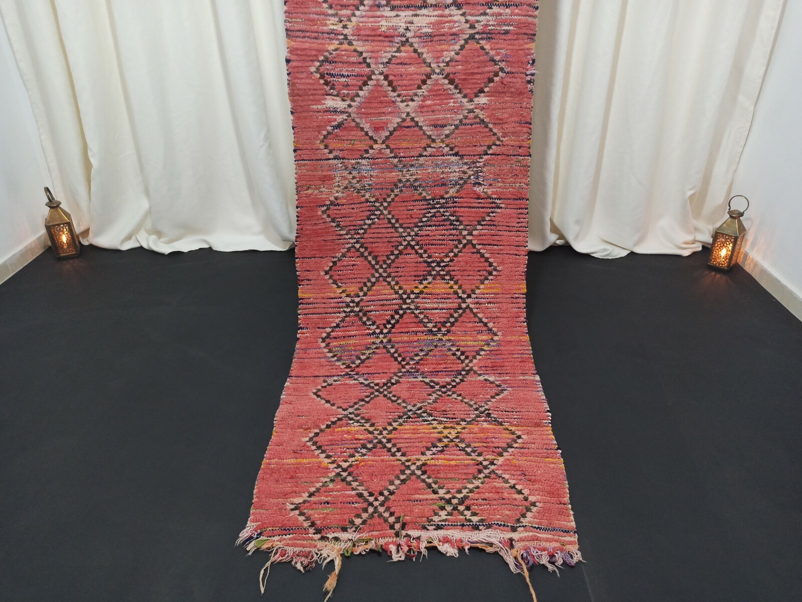Old Tribal Wool Moroccan Rug 2’6″x 8’5″ Feet Berber Runner Vintage Handmade Rug