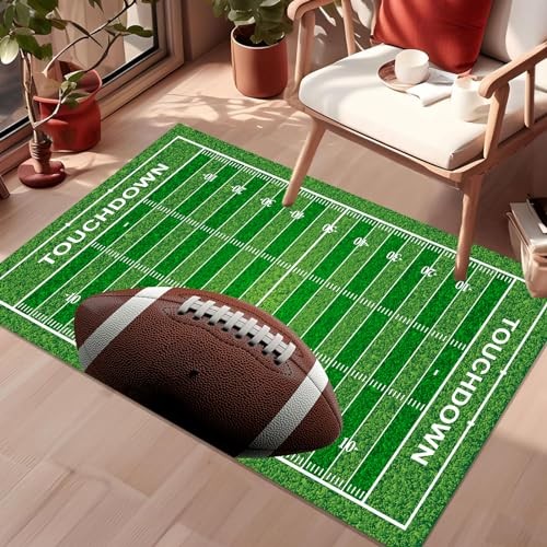 Football Rug for Bedroom 3’x5′ Non Slip Football Field Rugs,Sports Carpet for