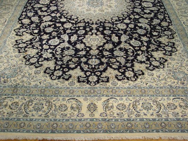 13×19′ High End Nain New Wool & Silk Rug NAVY BLUE #PIX-261
