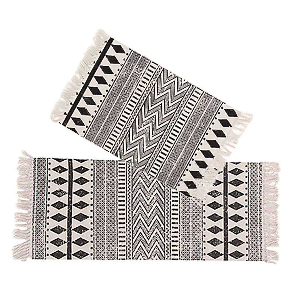 2 Pack Vintage Area Rugs, Cotton Printed Tassels Throw Rugs for Kitchen Livin…