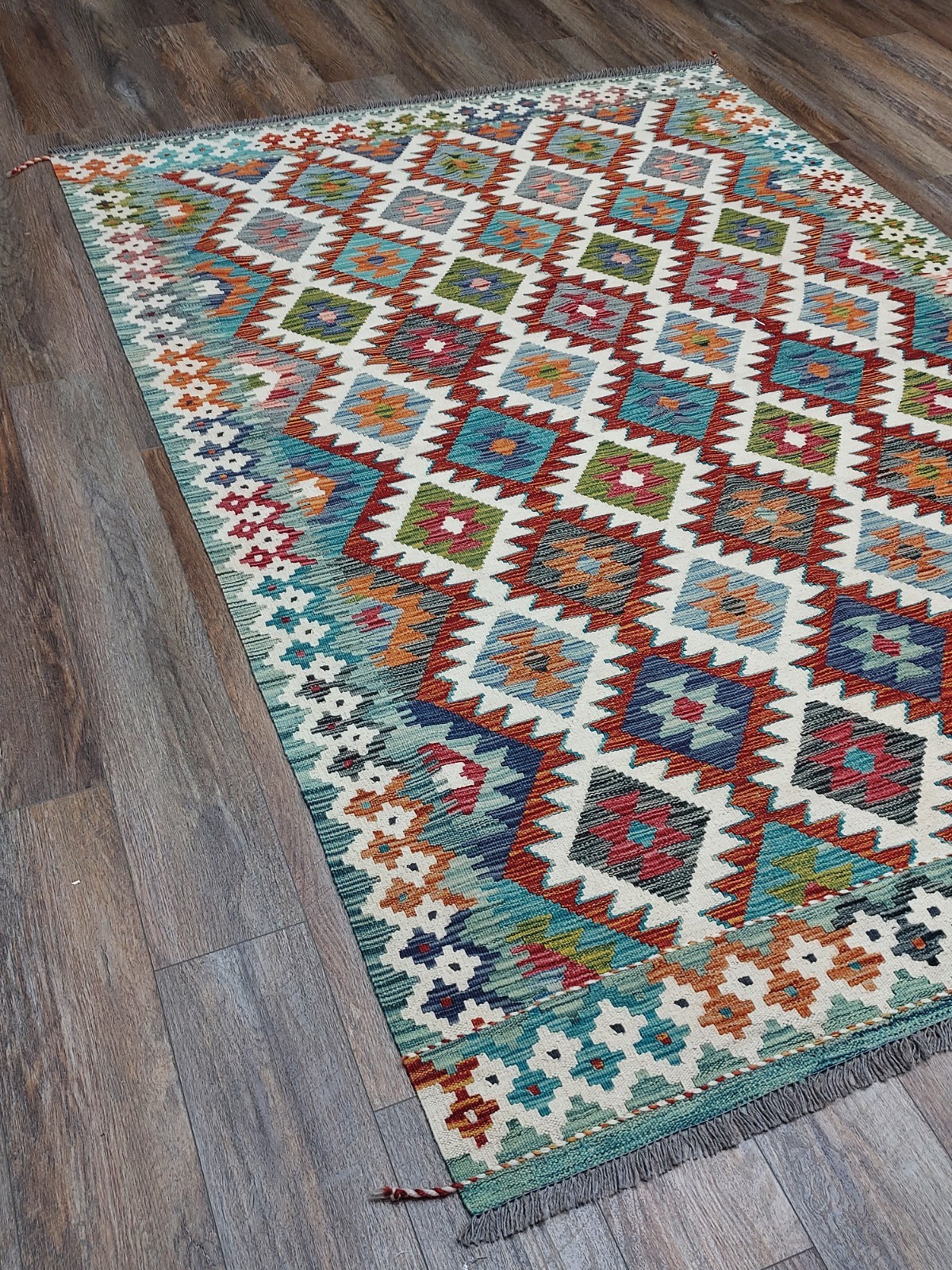 Turkish Vintage Rug,Anatolian HandMade Tribal GeometricKilim Rug, 5.5×8 ft