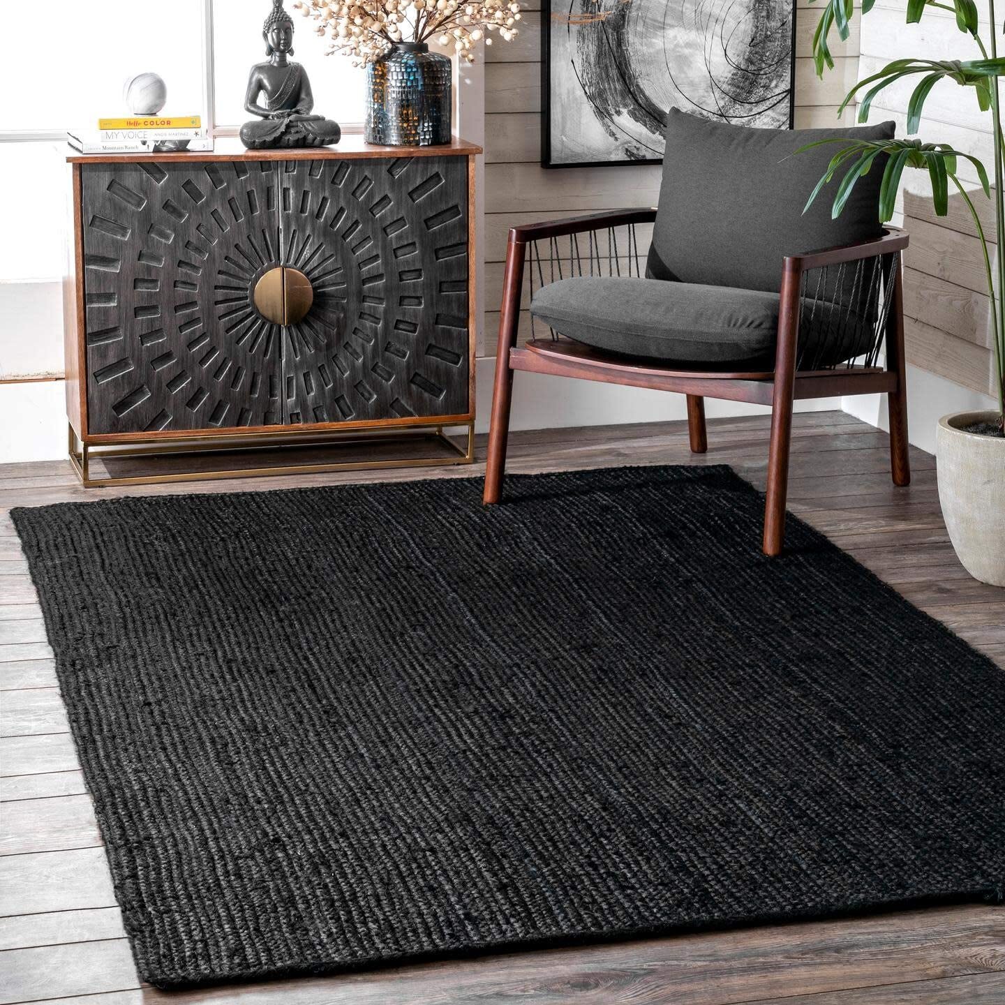 Handmade Natural Jute Area Rug Braided Bohemian Rugs Farmhouse Rugs