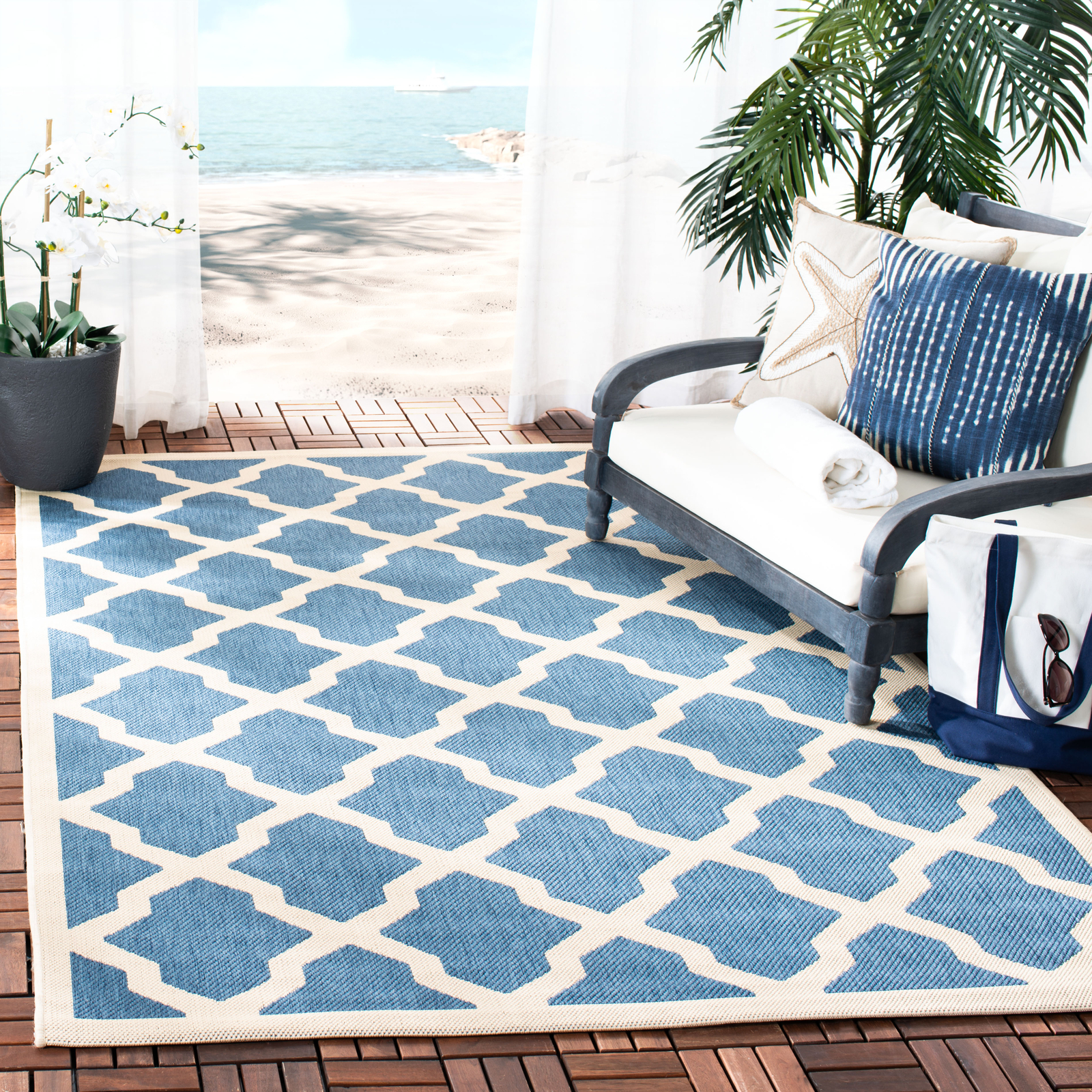 Safavieh Indoor / Outdoor Blue / Beige Area Rugs – CY6903-243