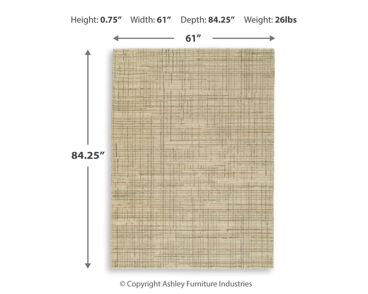 Signature Design by Ashley Janston 5′ x 7′ Area Rug, Ivory Gray Tan Plaid