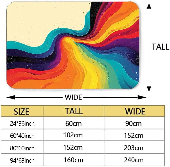 Wave Rainbow Modern Home Decoration, Abstract Art Style Colorful Soft Washabl…