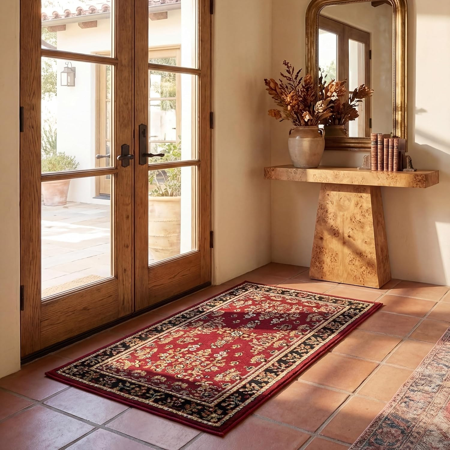 Lyndhurst Collection Area Rug – 2’3″ X 4′, Red & Black, Traditional Oriental Des