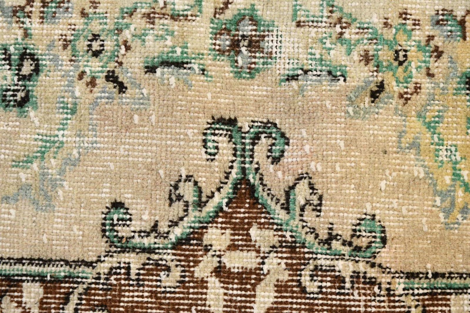 3,7×6,7 ft Rug, Turkish Vintage Rug, Brown Green Patchwork Rug