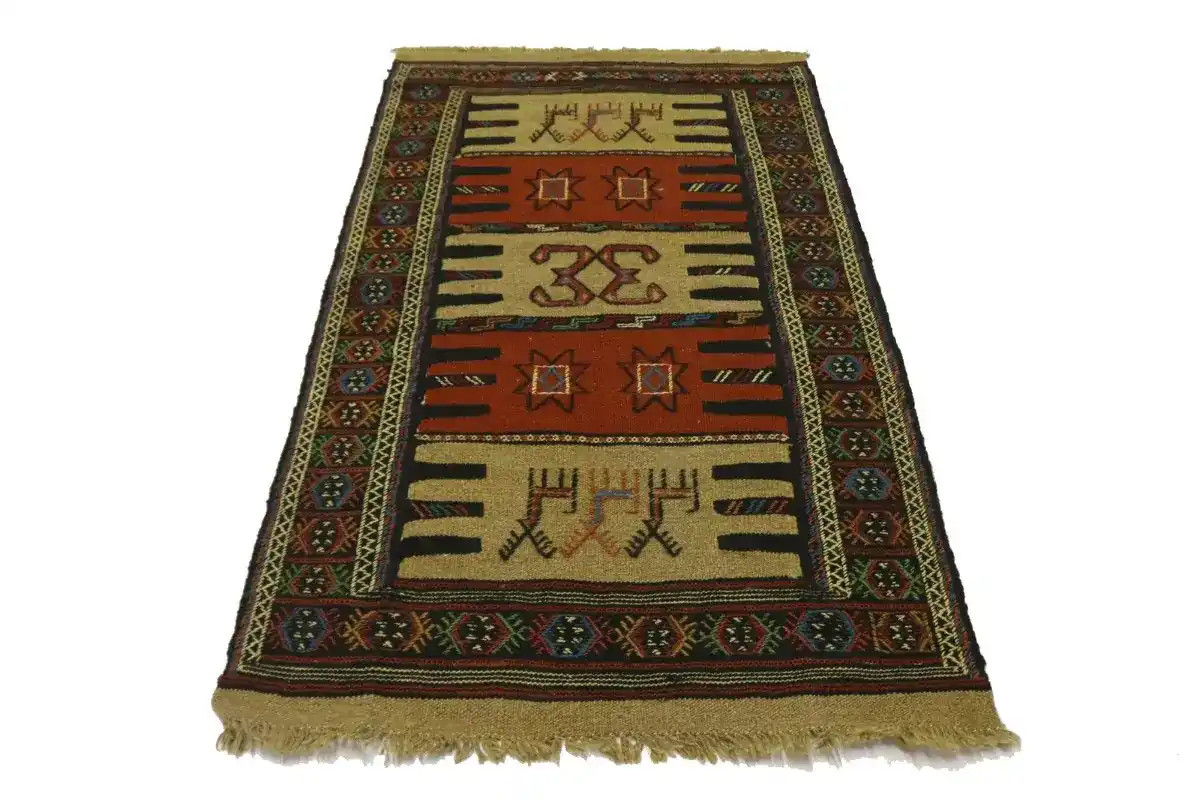 Hand-Woven Sumak Oriental Rug Tribal Flat-Weave Farmhouse Home Carpet 3X6 ft