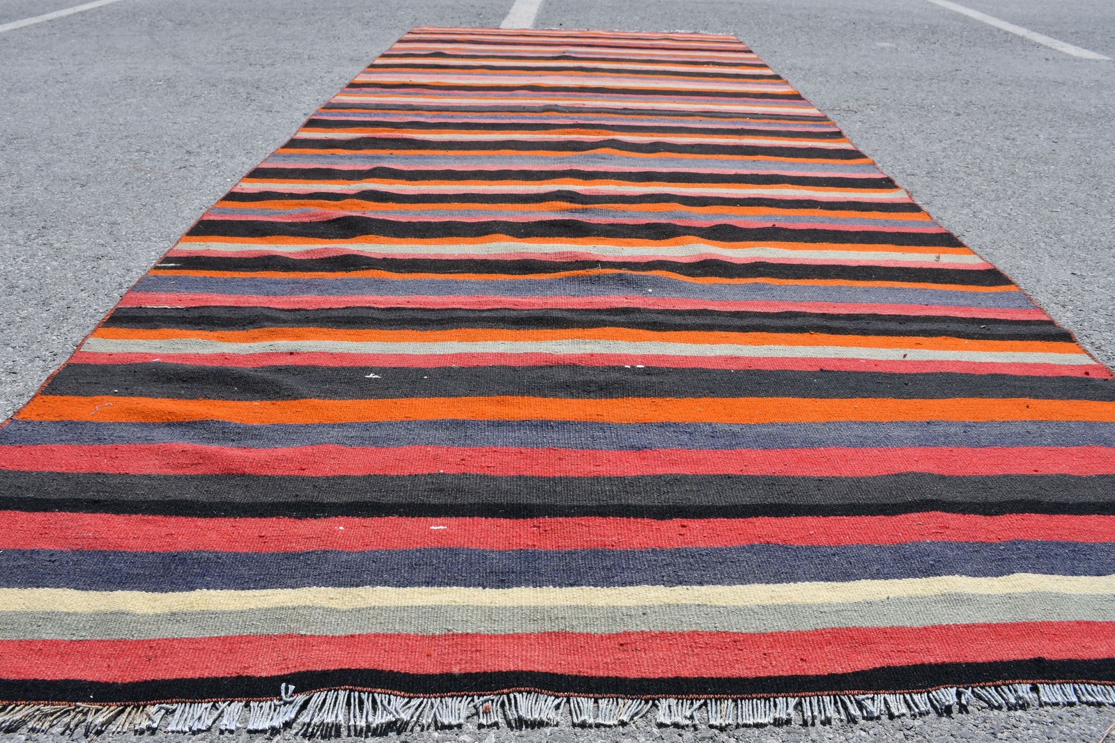 Vintage Rug, Large 4,9×12,1 ft Turkish Rug, Red Solid Wool Rug
