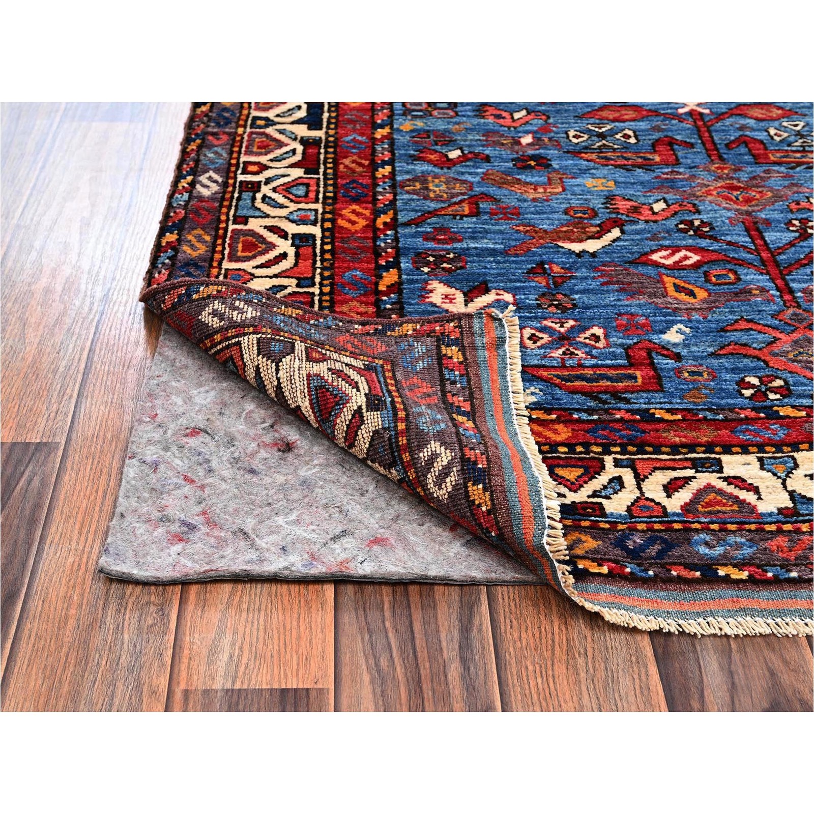 3’6″x4’7″ Blue Afghan Ersari with Turkish Knot Hand Knotted Soft Wool Rug 2670