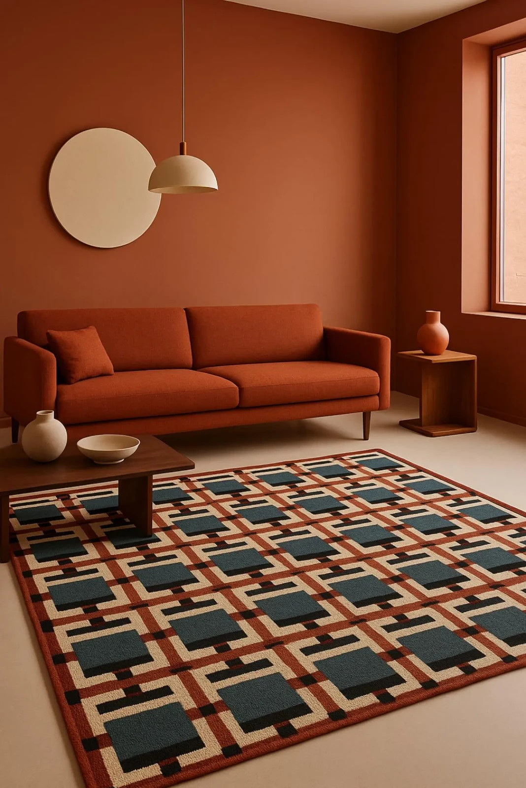 Hand-Tufted New Zealand Wool Rug: Modern Box Design Geometric Design Area Rug