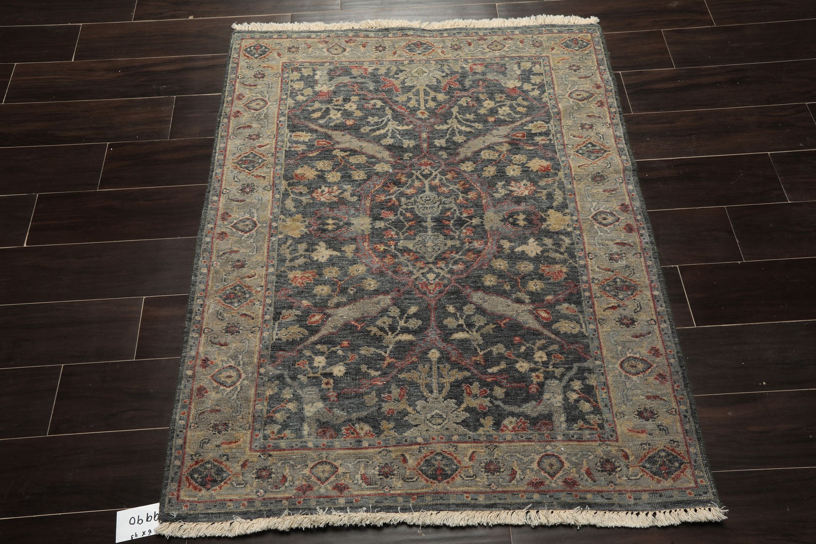 LoomBloom 3’6”x4’3” Hand Knotted Wool Slate Oushak Transitional Rug