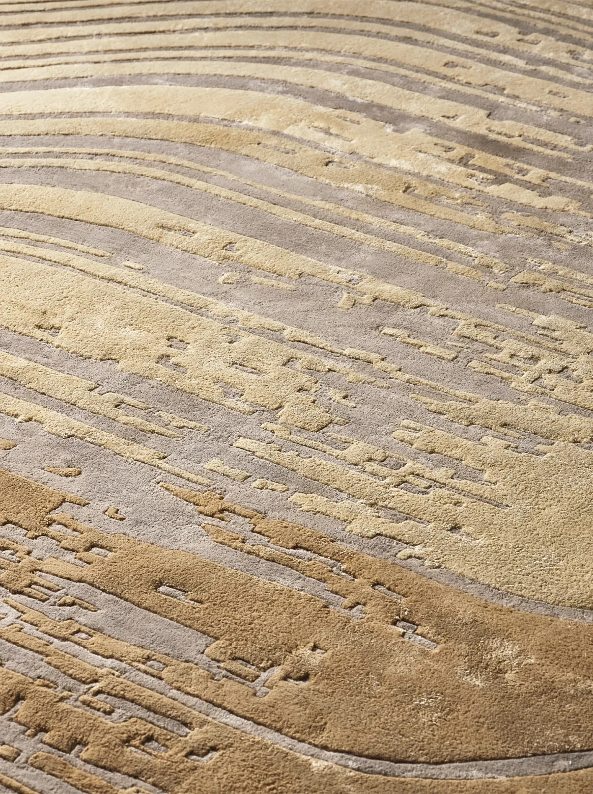 Modern Abstract Wave Rug 6×9 9×12 Beige Grey Handmade Wool Large Area Rug Living
