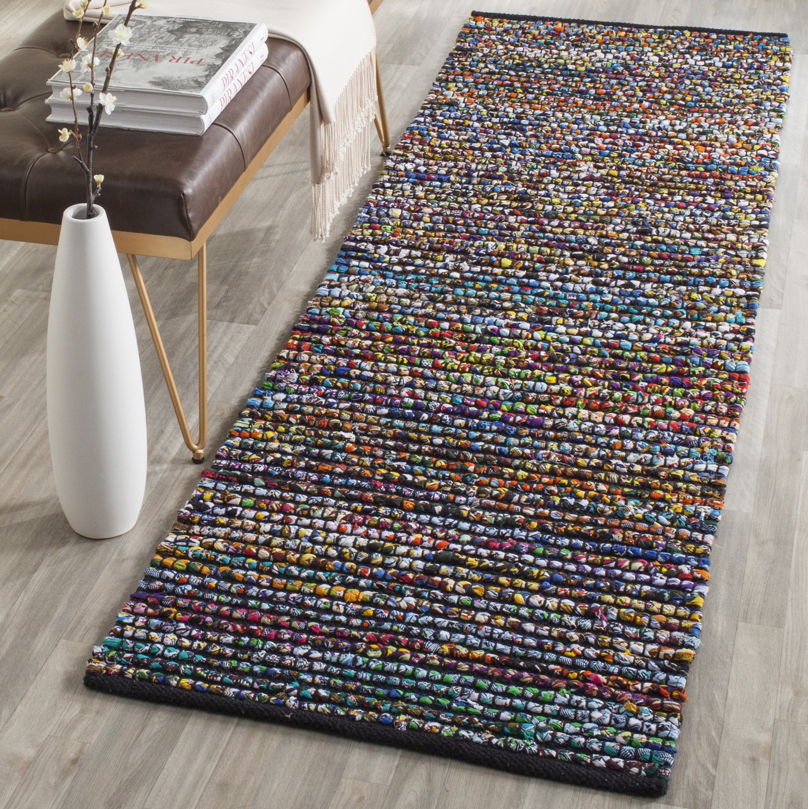Cape Cod Collection Runner Rug – 2’3 x 6′, Multi, Handmade Flat Weave Braided Co
