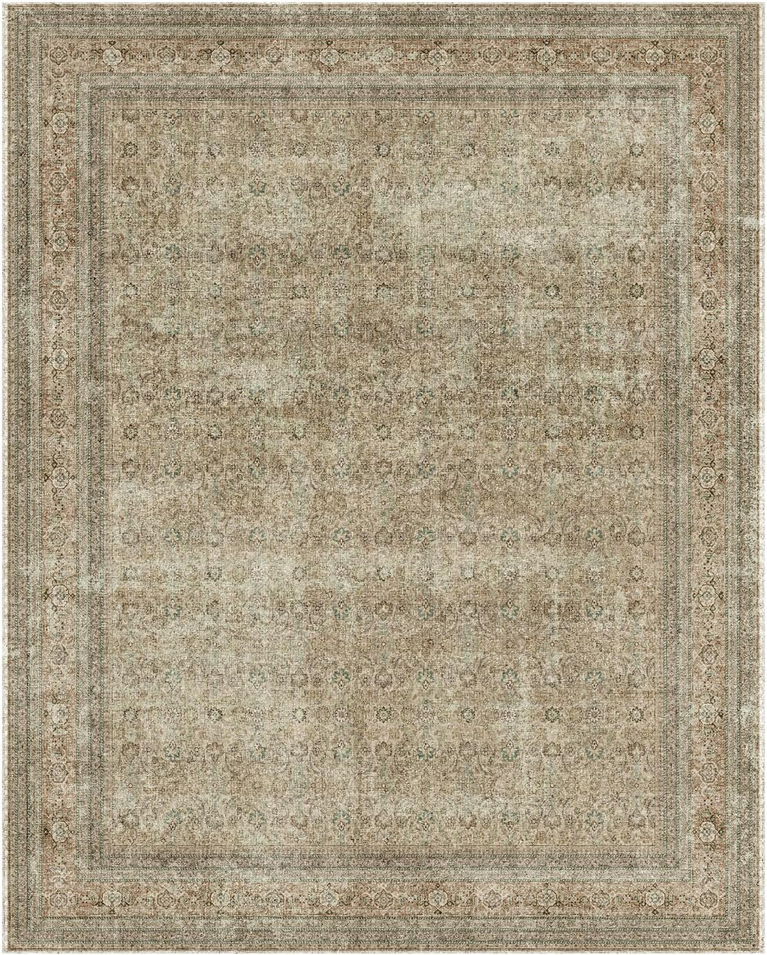 10×12 Vintage Washable Area Rug – Soft, Non-Slip for Living Room & Dining Room