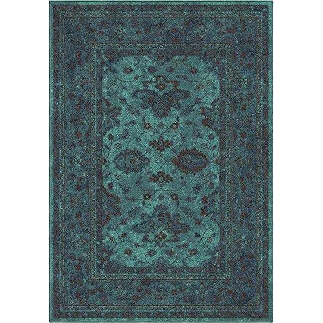 7×10 (6’7″ x 9’8″) Subtle Traditional Teal Blue Brown Area Rug **FREE SHIPPING**