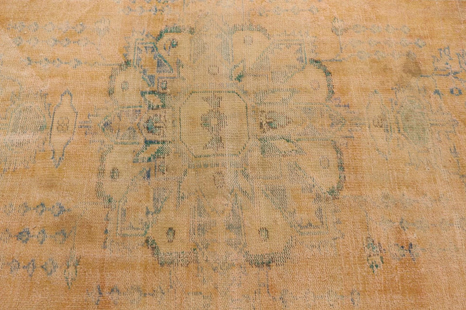 Turkish Area Rug 3,5×8,2 ft (108×251 cm), Vintage Yellow Floral Wool Rug
