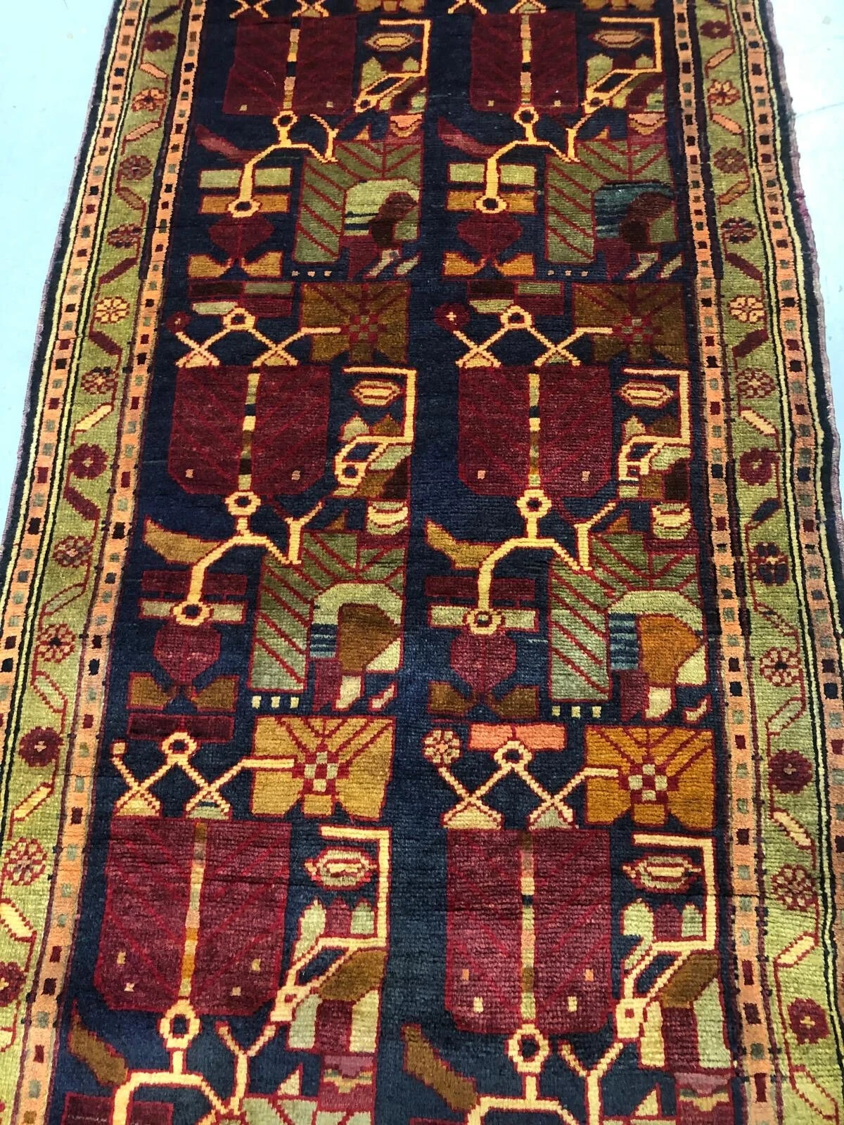 6’7″ x 2’6″ Hand-Knotted Wool Runner Rug, Semi Antique, Traditional Vintage