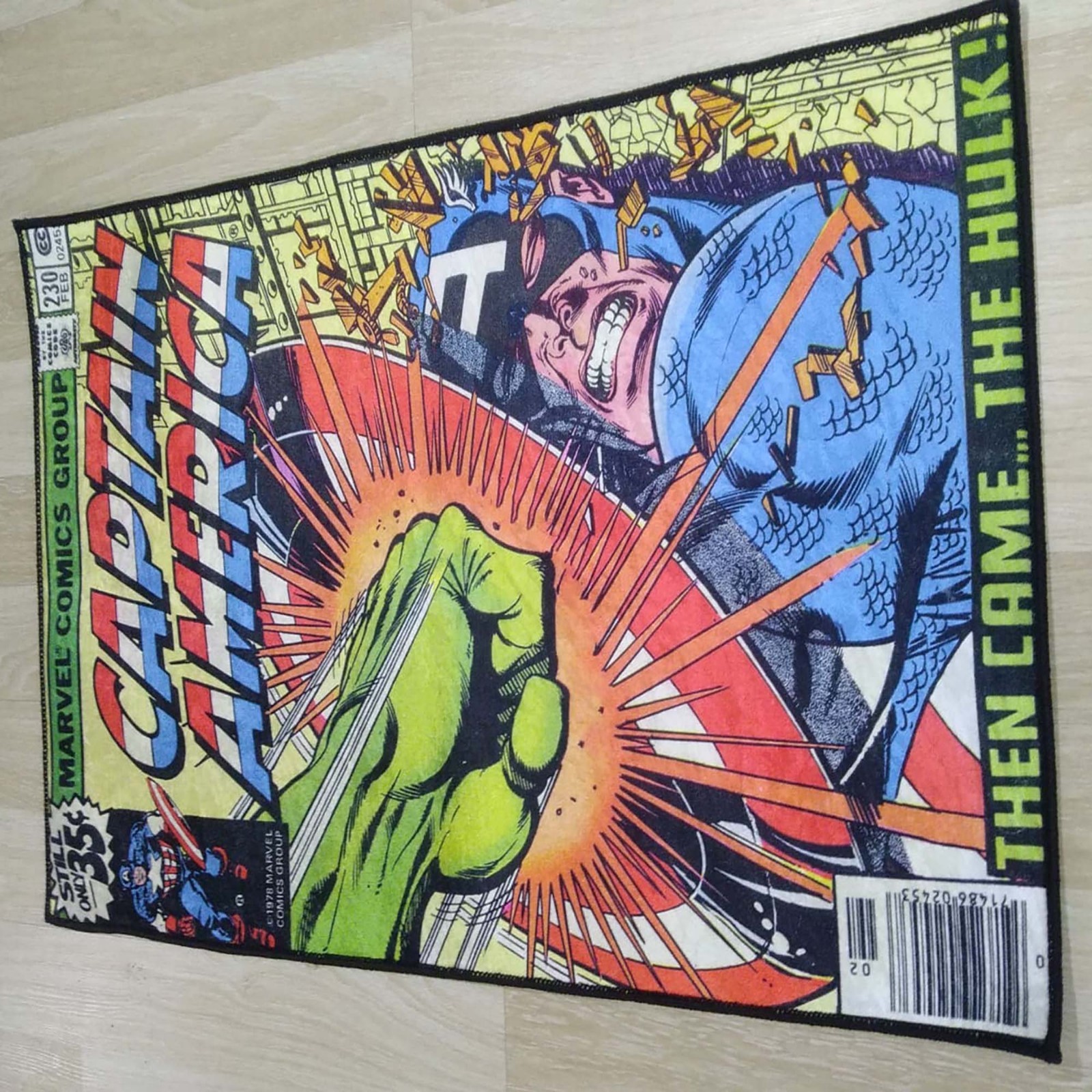 Captain America Vintage Comic Rug, SuperHero Comics Group Design, Retro Comic Bo