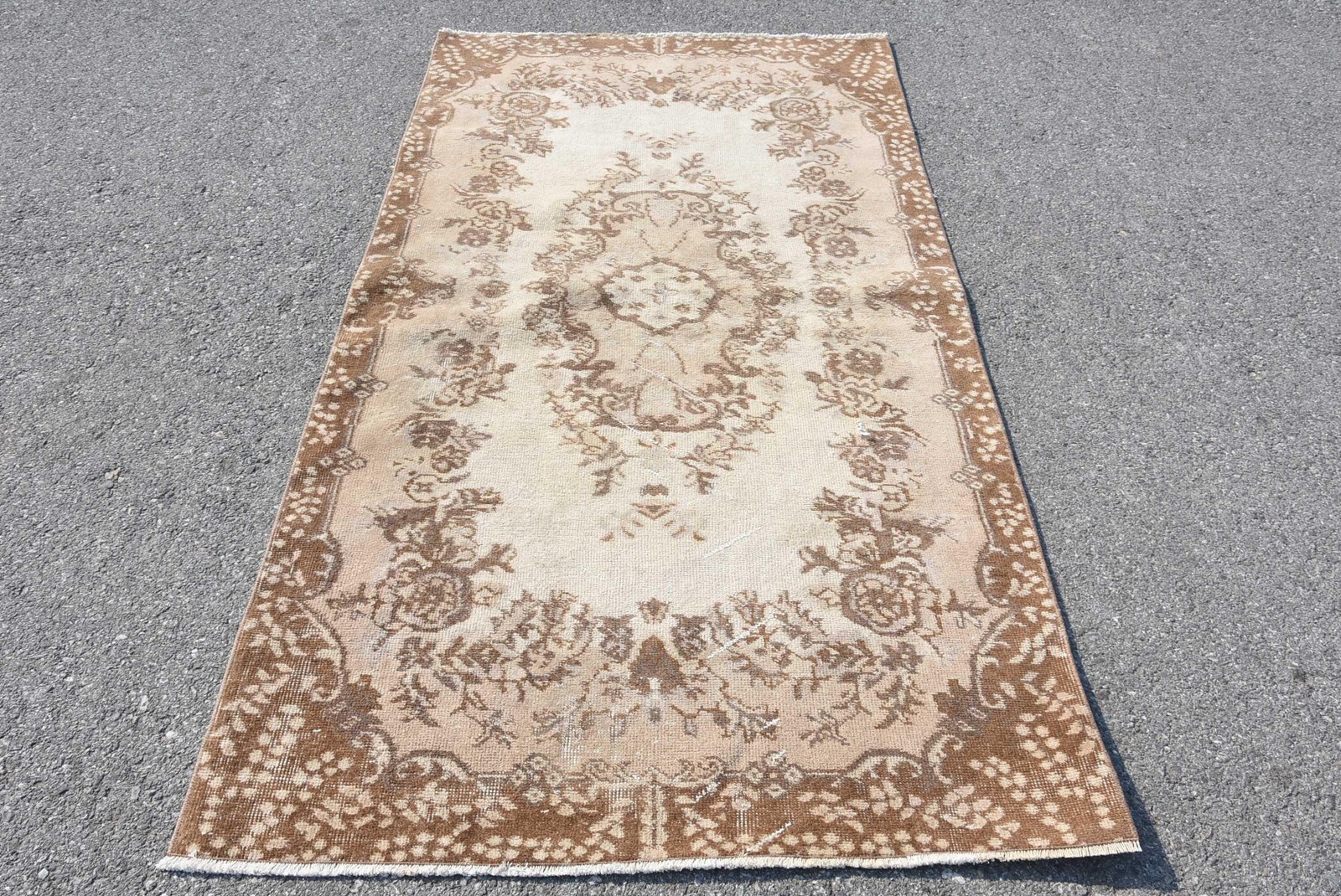 3,8×7,1 ft Turkish Area Rug, Vintage Brown Camouflage Rug
