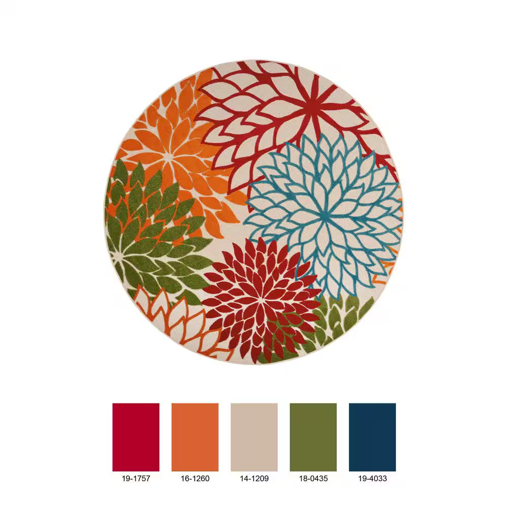 Aloha Green 2 Ft. X 6 Ft. Runner Floral Modern Indoor/Outdoor Patio Kitchen Area
