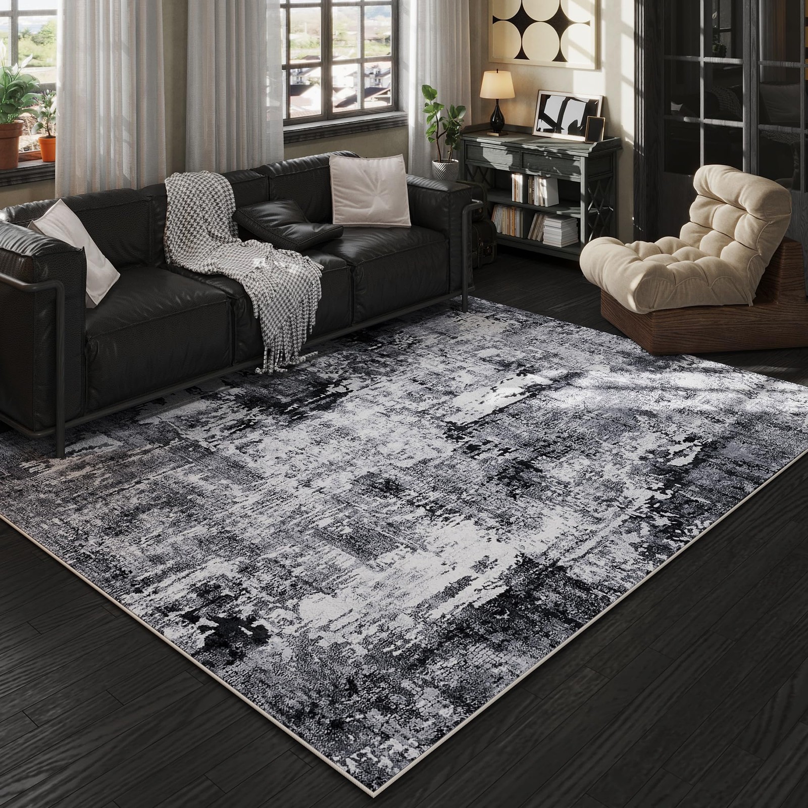 Area Rug 5×7 Washable Soft Faux Wool Non-Slip 0.35” Thick – Perfect for Kids