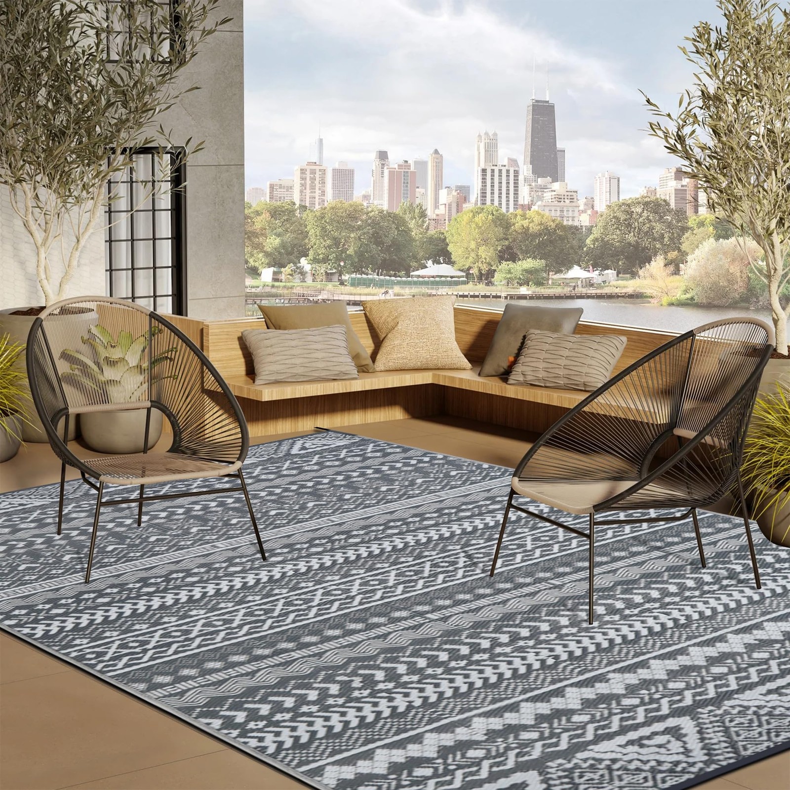 Reversible Mat, Indoor Outdoor Rug Carpet, Reversible Patio Rug, RV Camping R…