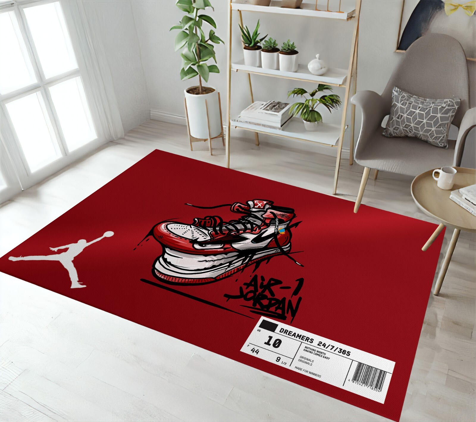 Red rug, sneaker rug, sneaker room rug, shoe rug, hypebeast rug