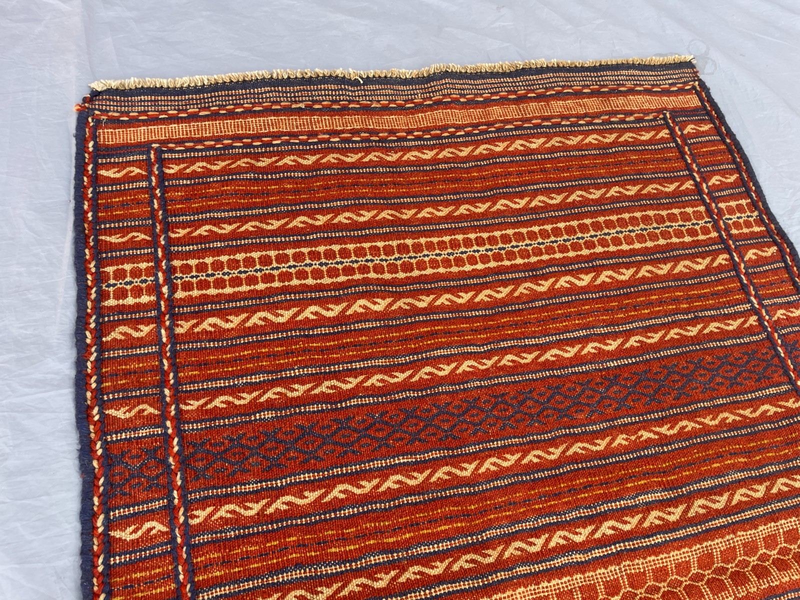 3’3 x 5 Ft One Of A Kind Tribal Flatweave Kilim Rug – Rustic Striped Geometric