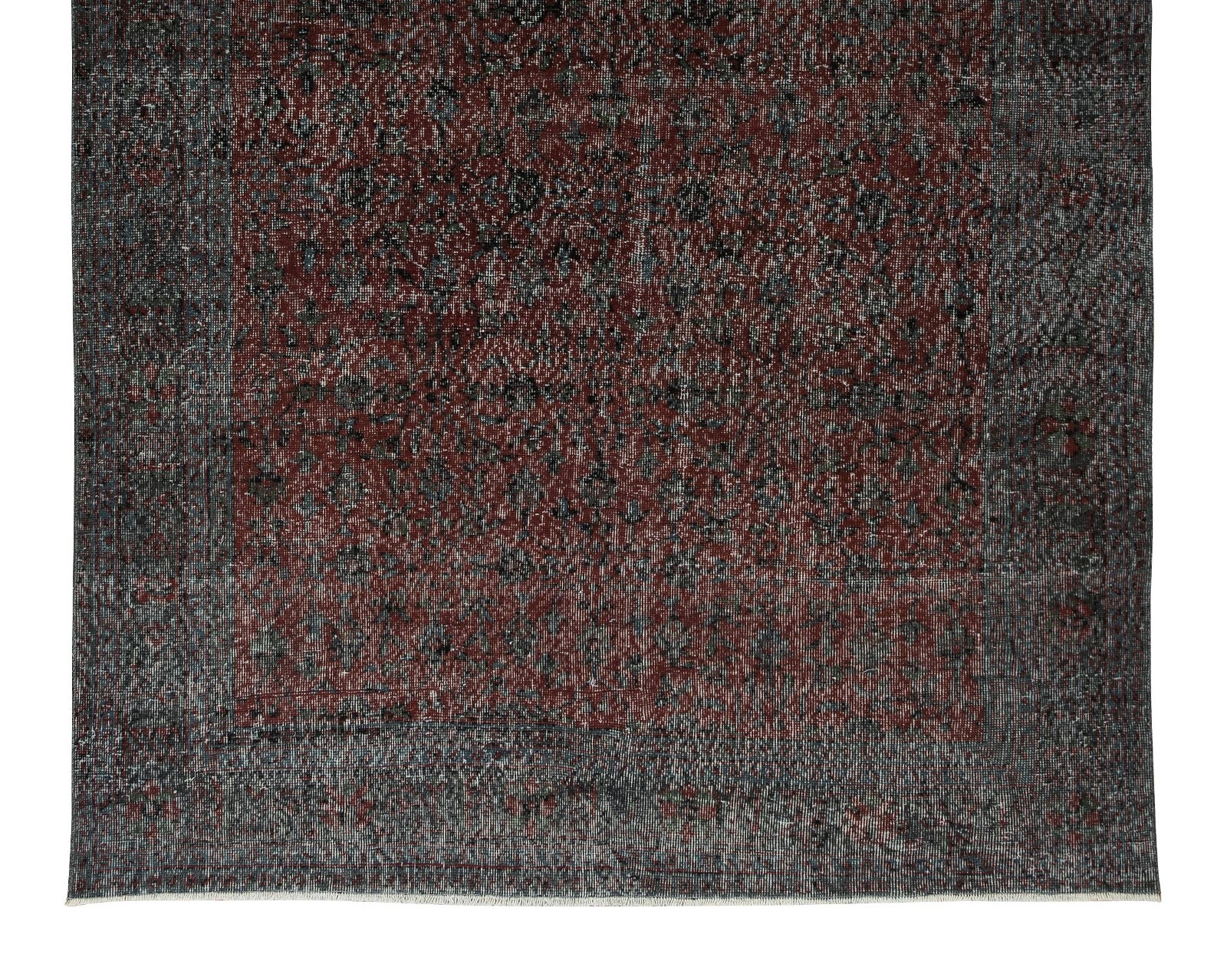 6.5×10.6 Ft Vintage Handmade Turkish Rug Over-Dyed in Red for Modern Interiors