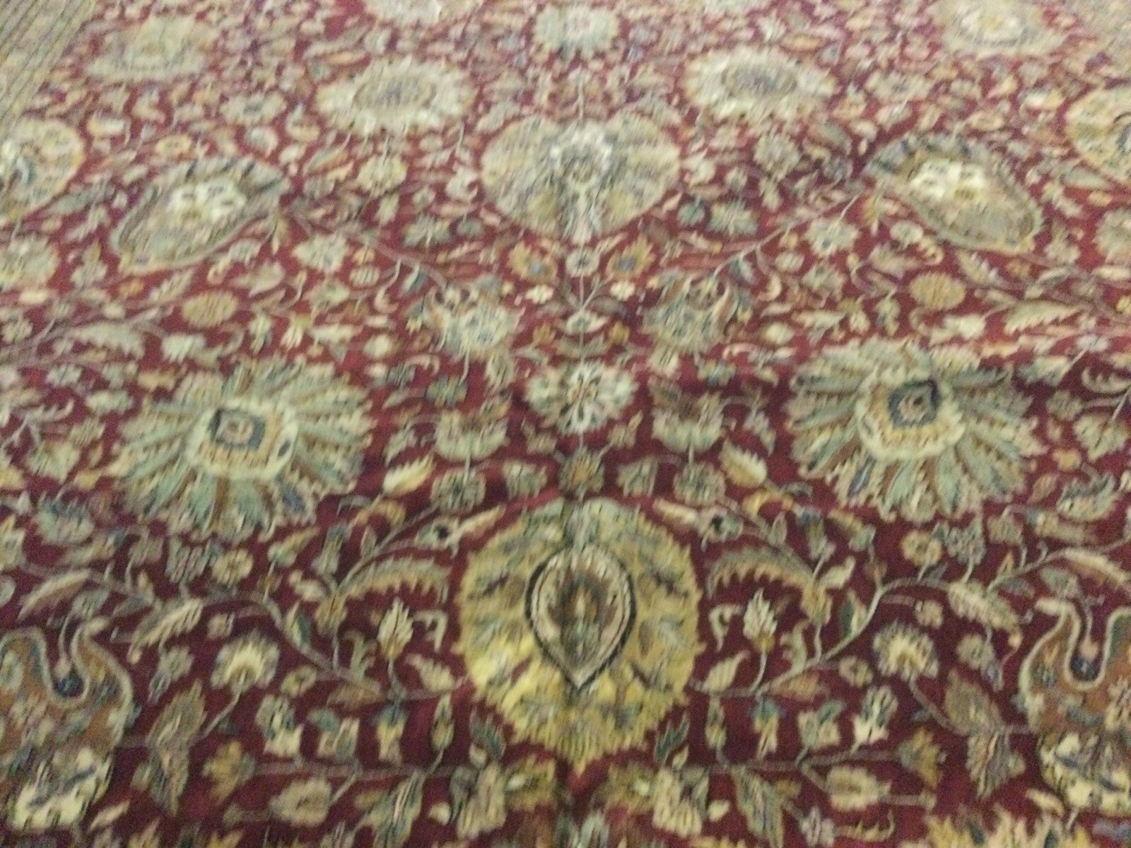 11’.9” X 14’.9” Red Dark Navy Blue Traditional Oversized Oriental Rug Handmade