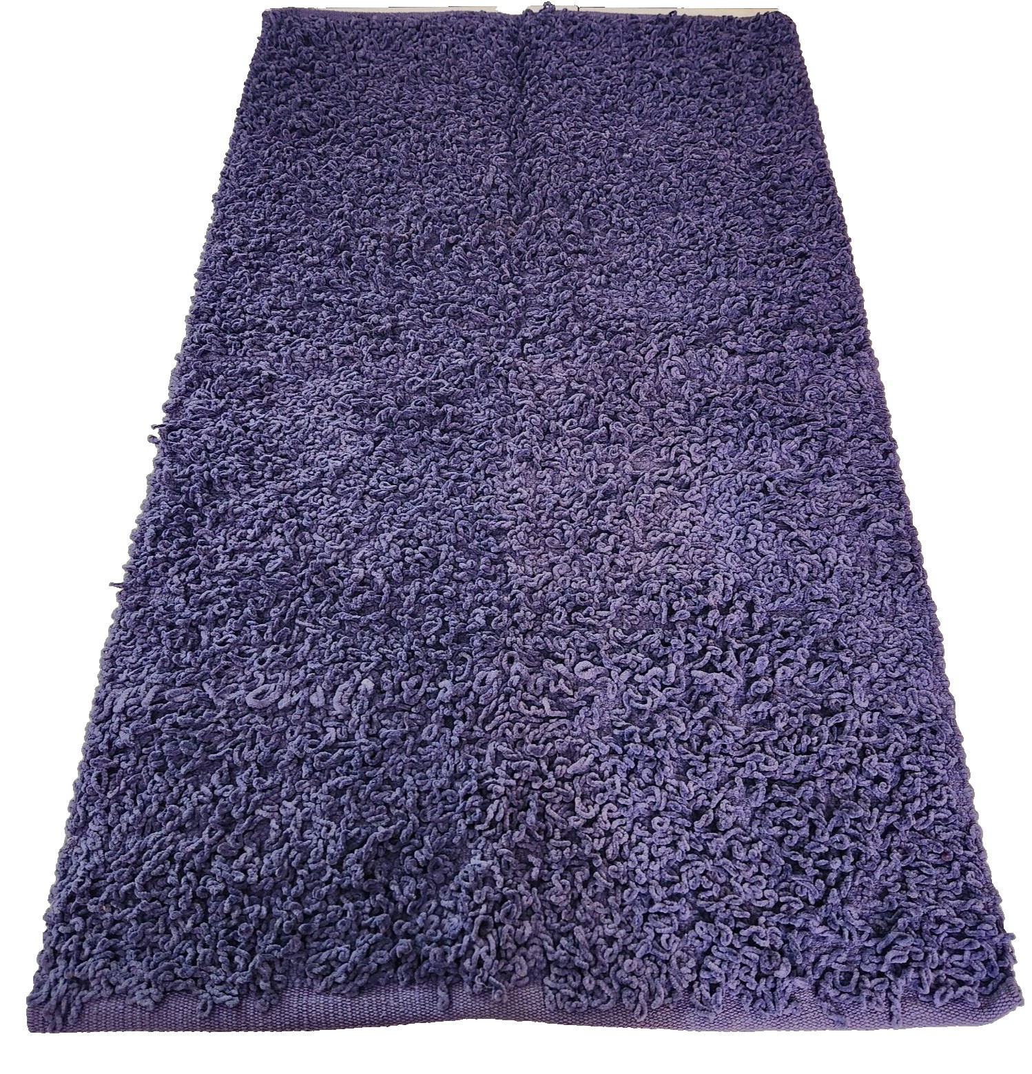 Chenille Shag Throw Rug Bath Mat 27″ x 45″ Periwinkle Blue Handwoven Cotton New