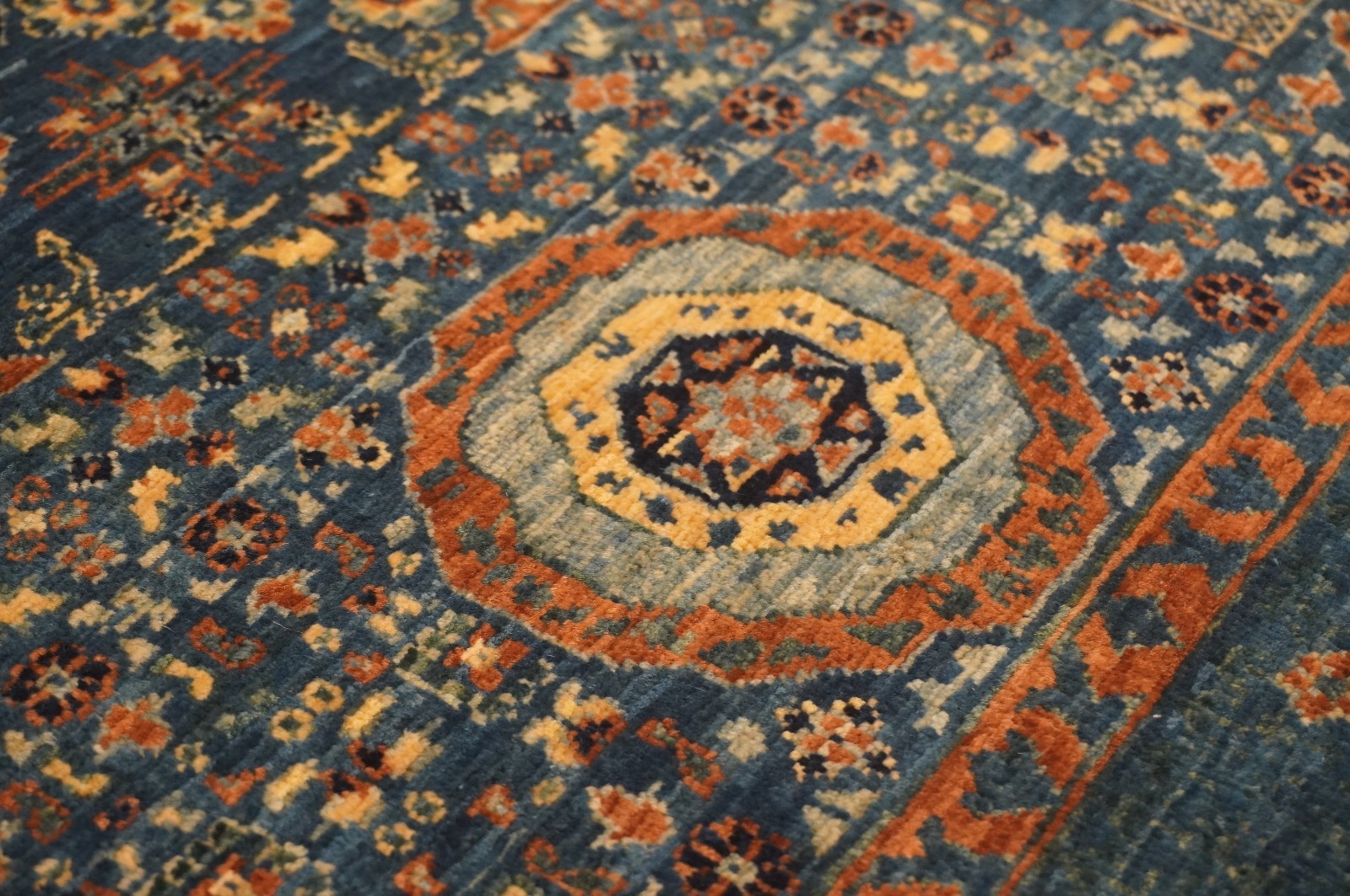 3×5 ft Blue Mamluk Afghan Hand Knotted Wool Medallion Area Rug